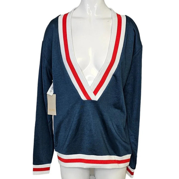 Aritzia Golden by TNA Stapleton Sweater Size Small NWT V-Neck Academia Oversized - Picture 1 of 8
